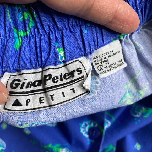 Vintage Gina Peters Petite Blue Floral Button Front A-Line Maxi Skirt - Picture 4 of 7